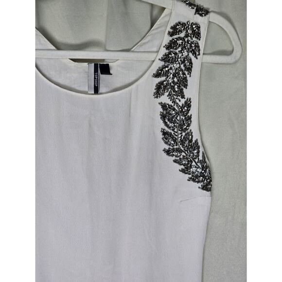 Topshop Cream Beaded Jeweled Sleeveless Cutout Back‎ Blouse Tank Top U.S. Sz 4 - Picture 2 of 10